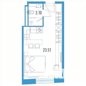 Студия квартира, строящийся дом, 27м2, 15/24 этаж