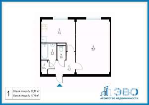 1-к квартира, вторичка, 31м2, 1/5 этаж