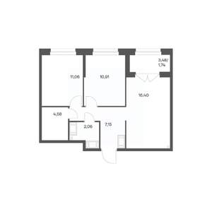 2-к квартира, вторичка, 54м2, 15/24 этаж