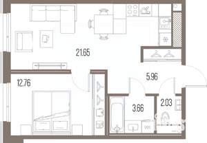 1-к квартира, вторичка, 46м2, 8/10 этаж