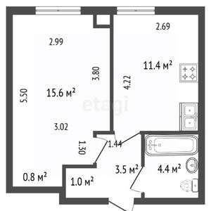 1-к квартира, вторичка, 37м2, 2/27 этаж