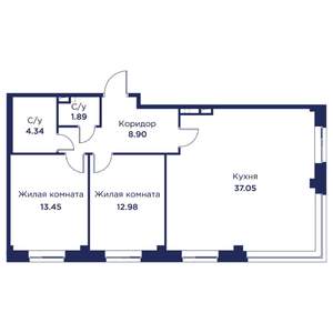 2-к квартира, вторичка, 79м2, 1/4 этаж