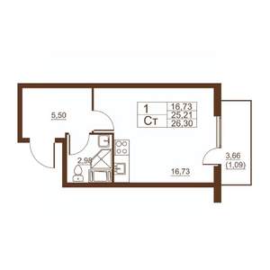 Студия квартира, вторичка, 25м2, 11/11 этаж