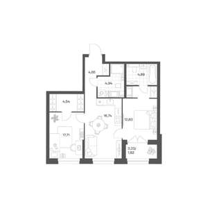 2-к квартира, вторичка, 62м2, 13/24 этаж