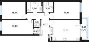 3-к квартира, вторичка, 87м2, 4/9 этаж