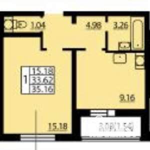 1-к квартира, вторичка, 34м2, 14/26 этаж