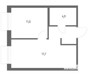1-к квартира, вторичка, 38м2, 2/12 этаж