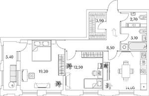 2-к квартира, вторичка, 69м2, 6/13 этаж
