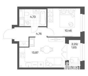 1-к квартира, вторичка, 35м2, 23/24 этаж