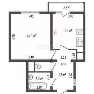 1-к квартира, вторичка, 38м2, 8/25 этаж