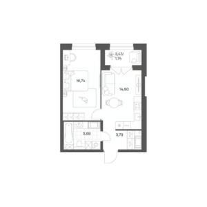 1-к квартира, вторичка, 43м2, 15/24 этаж