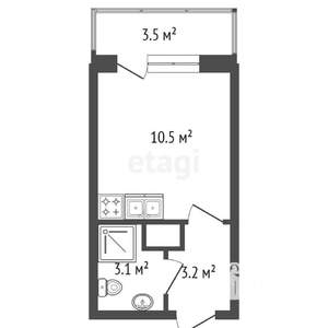 Студия квартира, вторичка, 16м2, 3/14 этаж