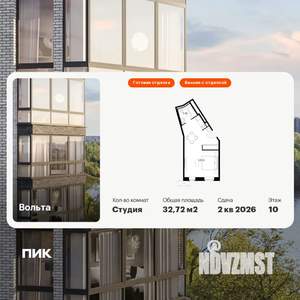 Студия квартира, вторичка, 33м2, 10/15 этаж