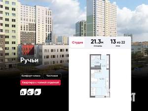 Студия квартира, вторичка, 21м2, 13/22 этаж
