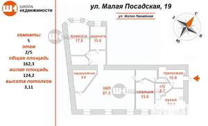 5-к квартира, вторичка, 162м2, 2/5 этаж