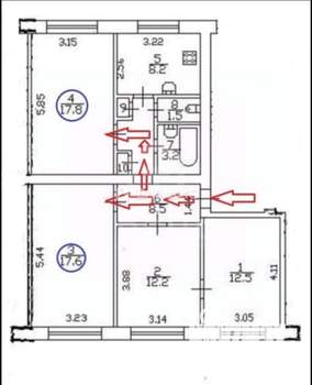 4-к квартира, вторичка, 82м2, 2/3 этаж
