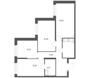 3-к квартира, вторичка, 79м2, 21/24 этаж