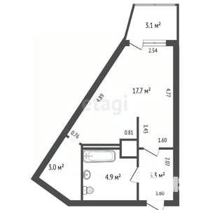 Студия квартира, вторичка, 32м2, 12/17 этаж