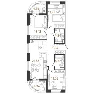 3-к квартира, вторичка, 81м2, 2/17 этаж