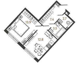 1-к квартира, вторичка, 40м2, 3/9 этаж