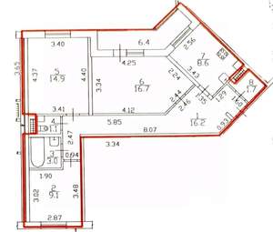 3-к квартира, вторичка, 71м2, 5/17 этаж