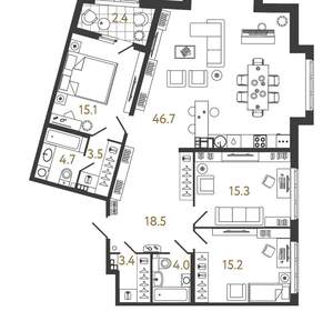 3-к квартира, вторичка, 126м2, 4/9 этаж
