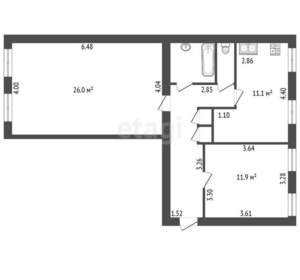2-к квартира, вторичка, 63м2, 4/5 этаж