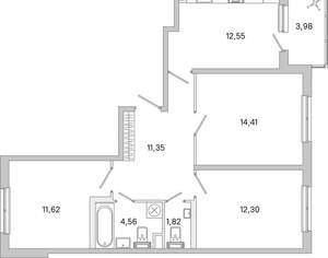 3-к квартира, вторичка, 71м2, 2/5 этаж