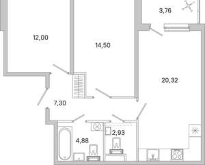 2-к квартира, вторичка, 64м2, 2/5 этаж