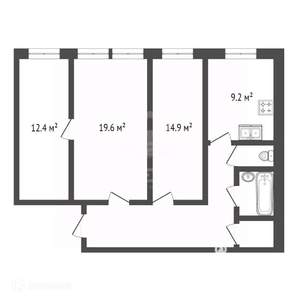 3-к квартира, вторичка, 74м2, 2/4 этаж