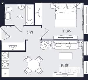 2-к квартира, вторичка, 43м2, 2/24 этаж