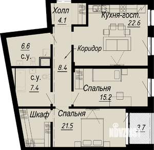 2-к квартира, вторичка, 88м2, 3/8 этаж