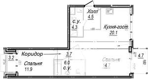 3-к квартира, строящийся дом, 68м2, 7/8 этаж