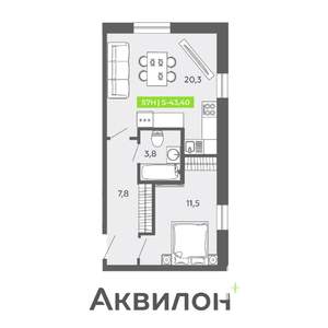 2-к квартира, вторичка, 43м2, 2/16 этаж