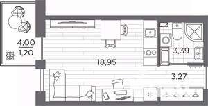 Студия квартира, вторичка, 27м2, 5/7 этаж
