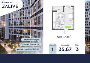 1-к квартира, вторичка, 36м2, 3/13 этаж