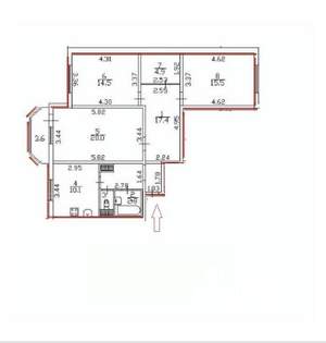 3-к квартира, вторичка, 86м2, 8/14 этаж