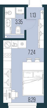 Студия квартира, вторичка, 20м2, 2/15 этаж