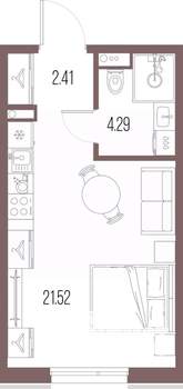 Студия квартира, строящийся дом, 28м2, 2/10 этаж