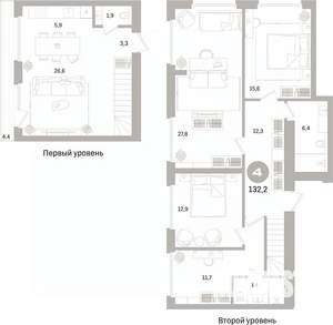 3-к квартира, вторичка, 132м2, 9/10 этаж