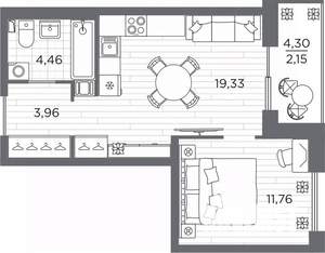 1-к квартира, вторичка, 42м2, 10/25 этаж