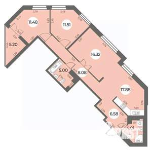 3-к квартира, вторичка, 83м2, 18/24 этаж