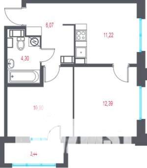 2-к квартира, вторичка, 46м2, 5/10 этаж