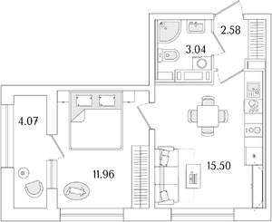 1-к квартира, вторичка, 35м2, 9/17 этаж