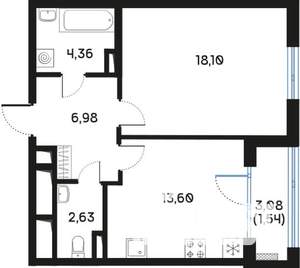 1-к квартира, вторичка, 47м2, 5/9 этаж
