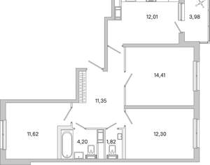 3-к квартира, вторичка, 70м2, 3/5 этаж