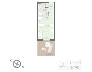 Студия квартира, вторичка, 25м2, 1/4 этаж