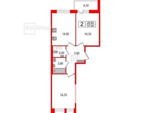 2-к квартира, вторичка, 57м2, 7/10 этаж