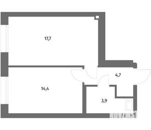 1-к квартира, вторичка, 41м2, 5/6 этаж