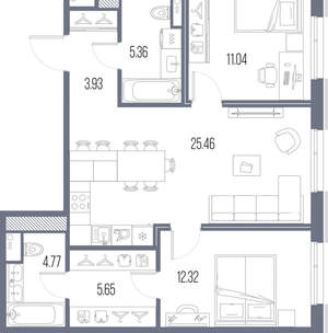 2-к квартира, строящийся дом, 69м2, 4/10 этаж